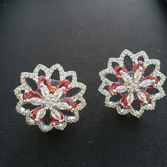 COPY - NWT Diamond Earrings with Ruby stones - Picture 1 of 6